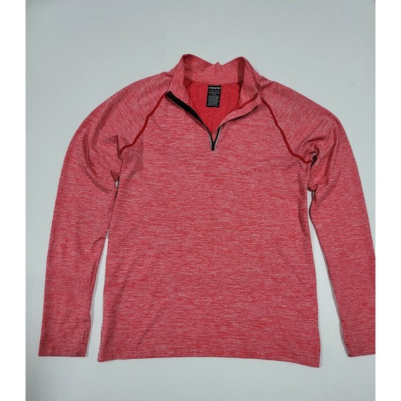 PINK Quarter Zip Pullover Athletic Top Long Sleeve Red Heathered - Picture 1 of 9